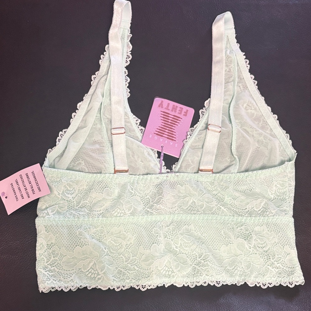 NWT Savage Fenty Beauty Lace Bralette - Light Green / Mint